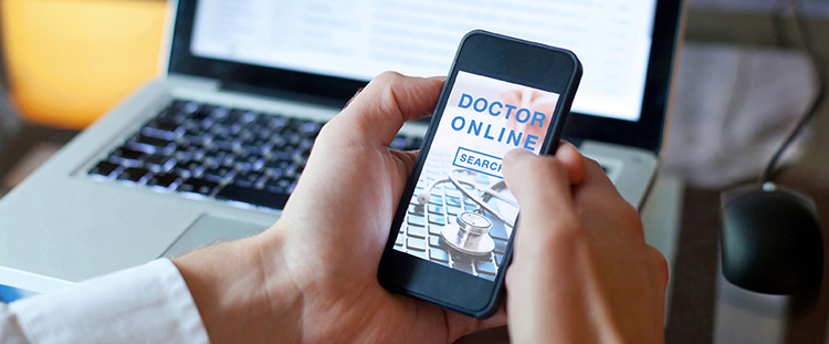 doctor online concept, mobile app
